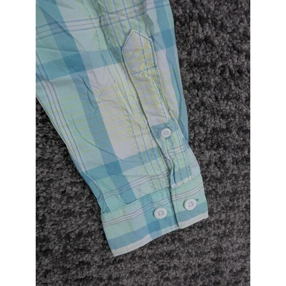 Columbia PFG Shirt Womens Medium White Blue Plaid Super Bahama Fishing Outdoor - Picture 12 of 15